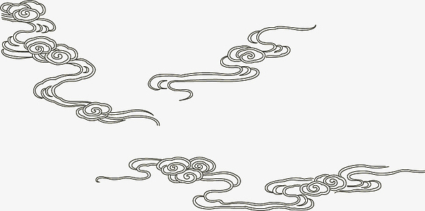 中国古风黑色线稿祥云