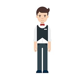 男孩工装服务生