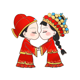 中式新郎新娘吻