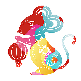 五彩斑斓的老鼠提灯笼