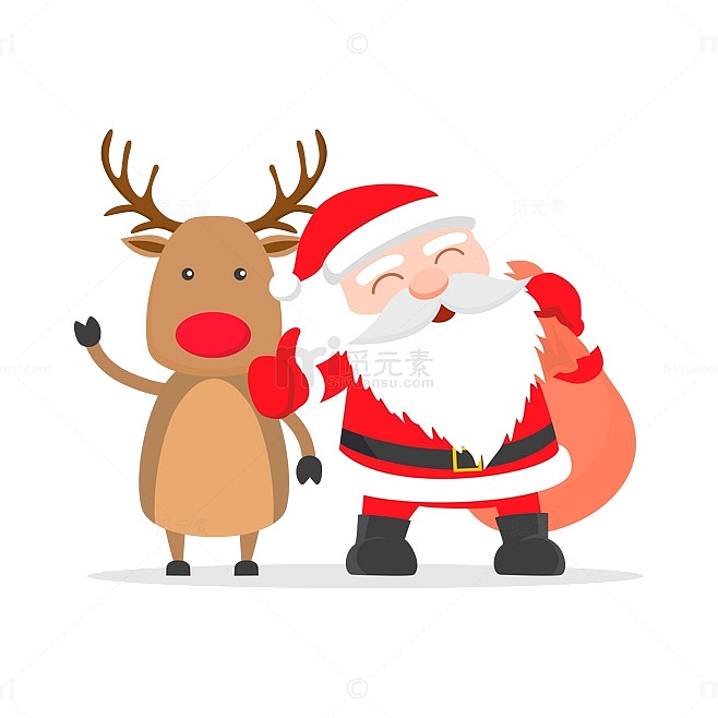 圣诞素材-圣诞老人和麋鹿1