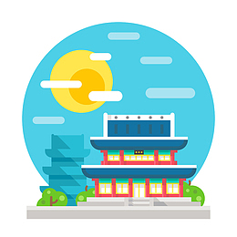 韩国昌德宫扁平元素