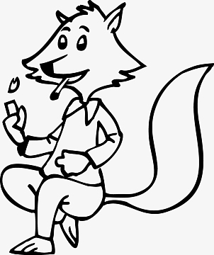 手绘线条卡通狐狸