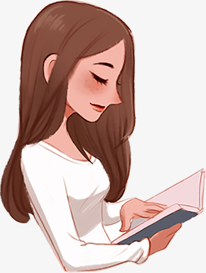 看书 女孩 卡通 插画 素材