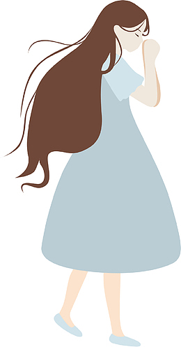 手绘卡通人物长头发小女孩