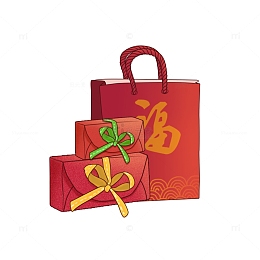 红色礼盒新年礼物袋