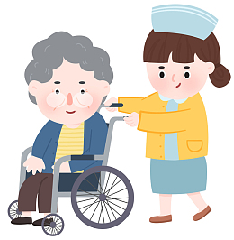 护士照顾轮椅老人