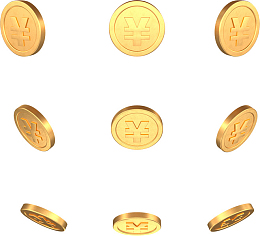 金币 各种角度金币 金币素材