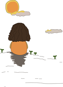 母情节卡通背影