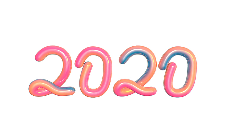 2020彩色3D字气球字
