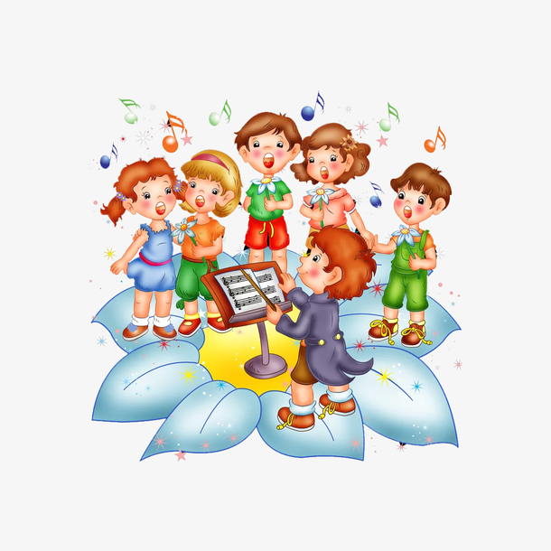 一群卡通人物唱歌