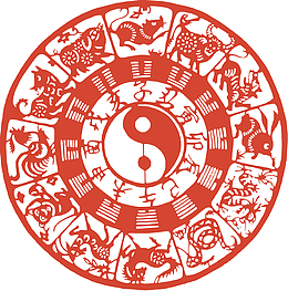 十二生肖八卦剪纸