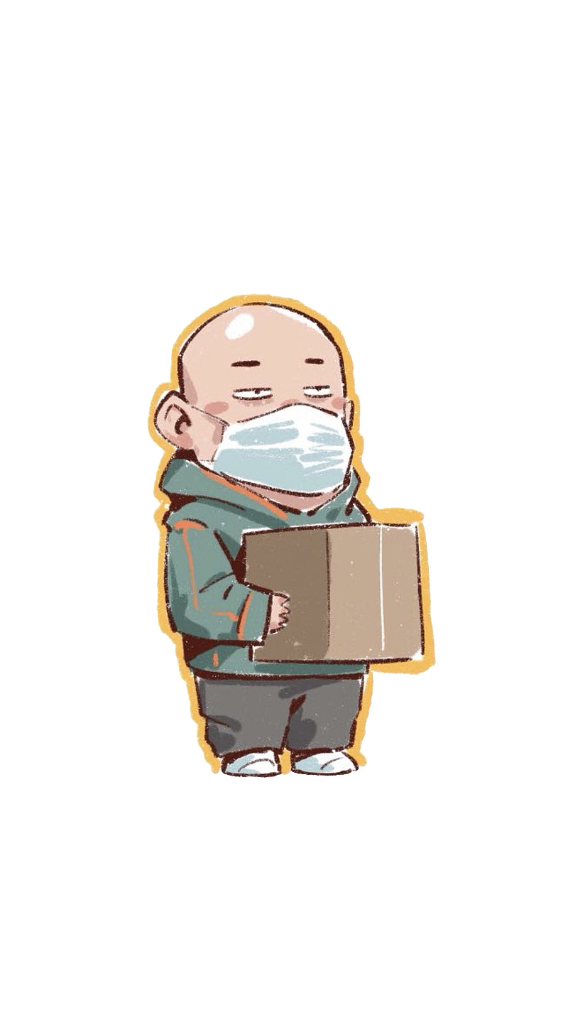 呆若木鸡的快递小哥