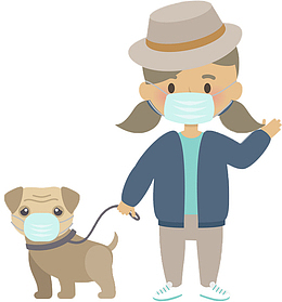 文明遛犬遛狗戴口罩宠物狗狗