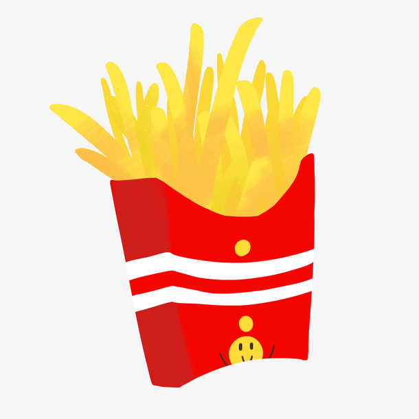 卡通美味盒装薯条插画