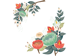 手绘花环创意画风花