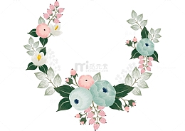 手绘画风花朵边框花环