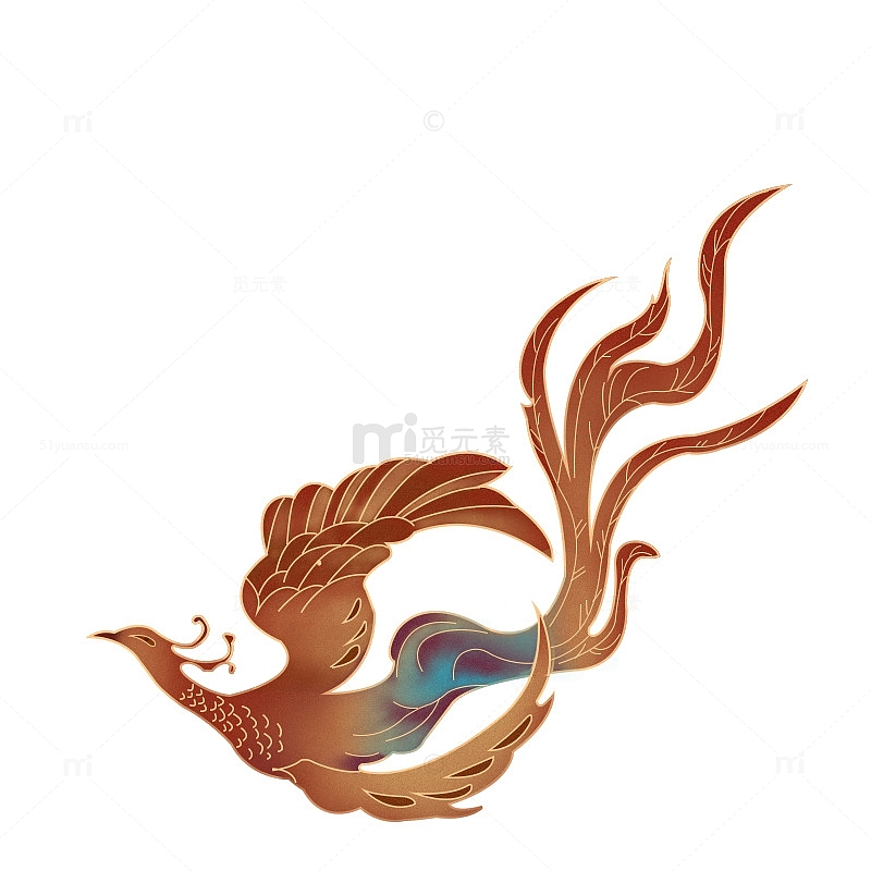中国传统吉祥鸟凤凰于飞