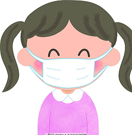 戴口罩的可爱小女孩