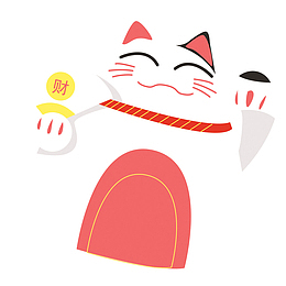 简约手绘招财猫透明素材