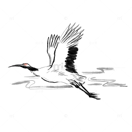 中式仙鹤水墨