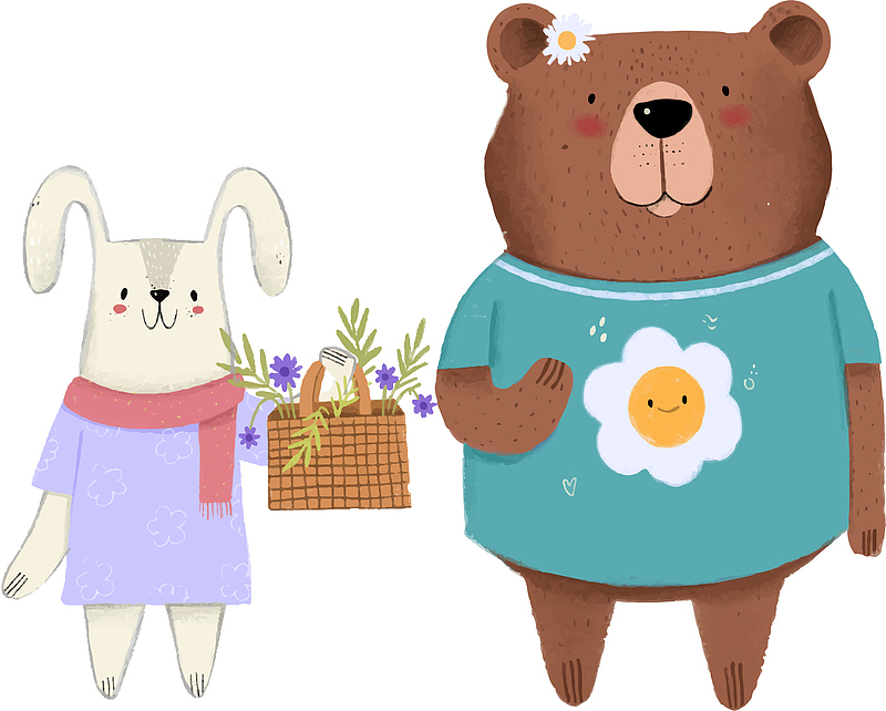 可爱熊和小兔子