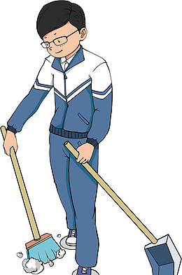 劳动，学生，扫地，男同学