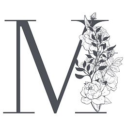 素雅花枝字母M