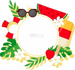 夏天水果墨镜元素边框