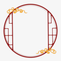 手绘元素古风窗户边框元素