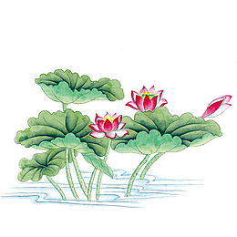水墨风格荷花元素