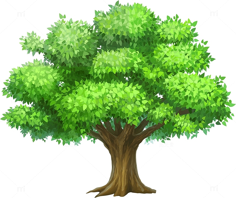 手绘绿色卡通树