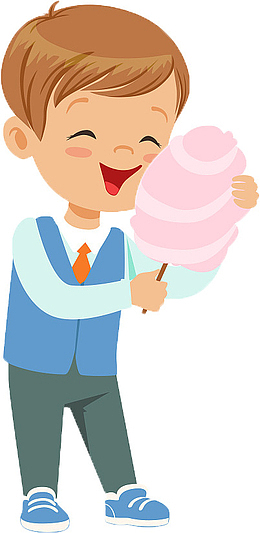 卡通小孩吃棉花糖