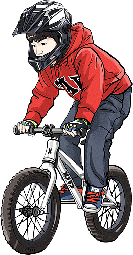 骑童车的小孩一