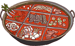 手绘火锅插画合层