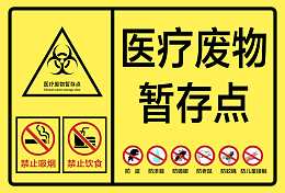 黄色医疗废物暂存点禁止标志