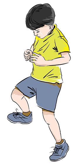 正在蹦跳男孩子