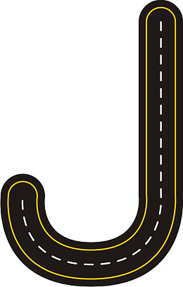 创意公路字母J