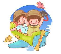 坐飞机的儿童插画