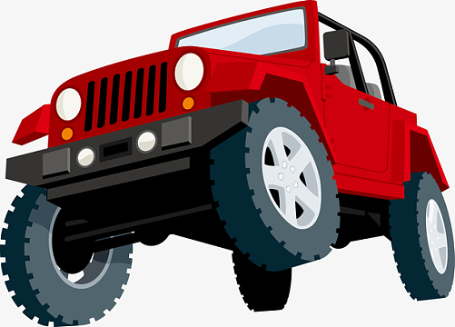 红色卡通越野汽车