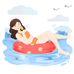 海滩,旅游,戏水,游泳女孩