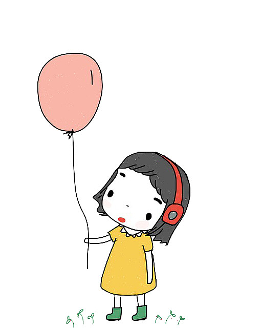 听音乐的气球小女孩