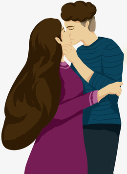 手绘古代新婚男女