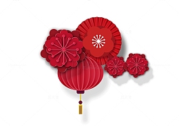 中国风灯笼花朵元素