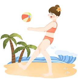 夏日沙滩排球女孩