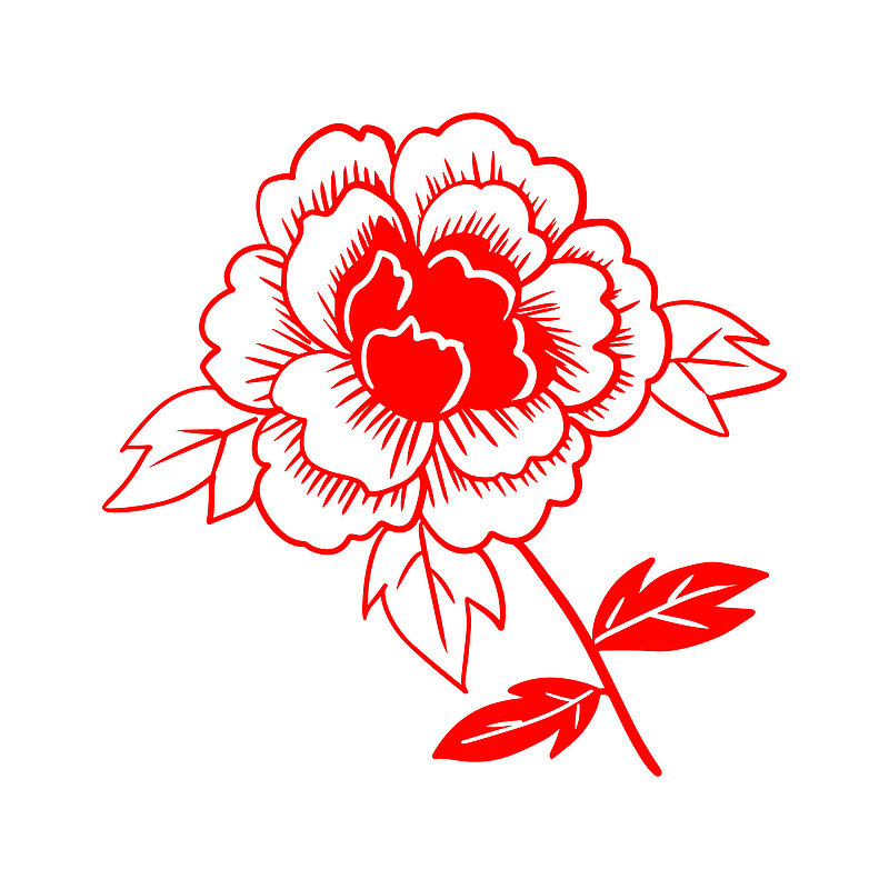 一朵手绘红色花朵