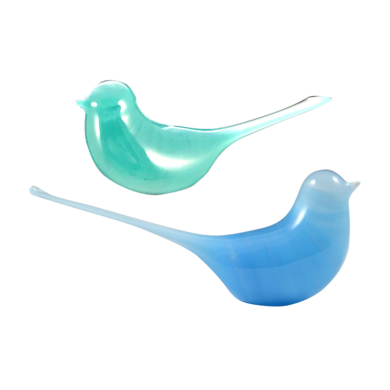 树脂玻璃蓝绿色小鸟PNG格式