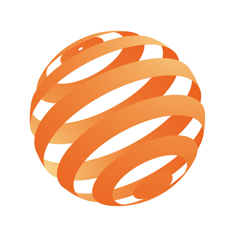橙色立体球体立方体圆环