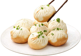 筷子夹生煎包