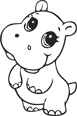 河马卡通简笔画
